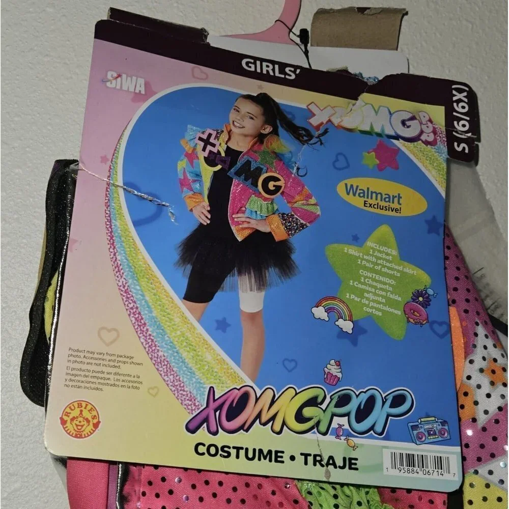 NEW Jojo Siwa XOMGPOP Halloween Costume Girls S 6/6X Jacket Skirt Shorts Rubie's